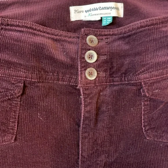 Anthropology, Pilcrow, eggplant, corduroy, flared pants, size 16 wide - Picture 3 of 10